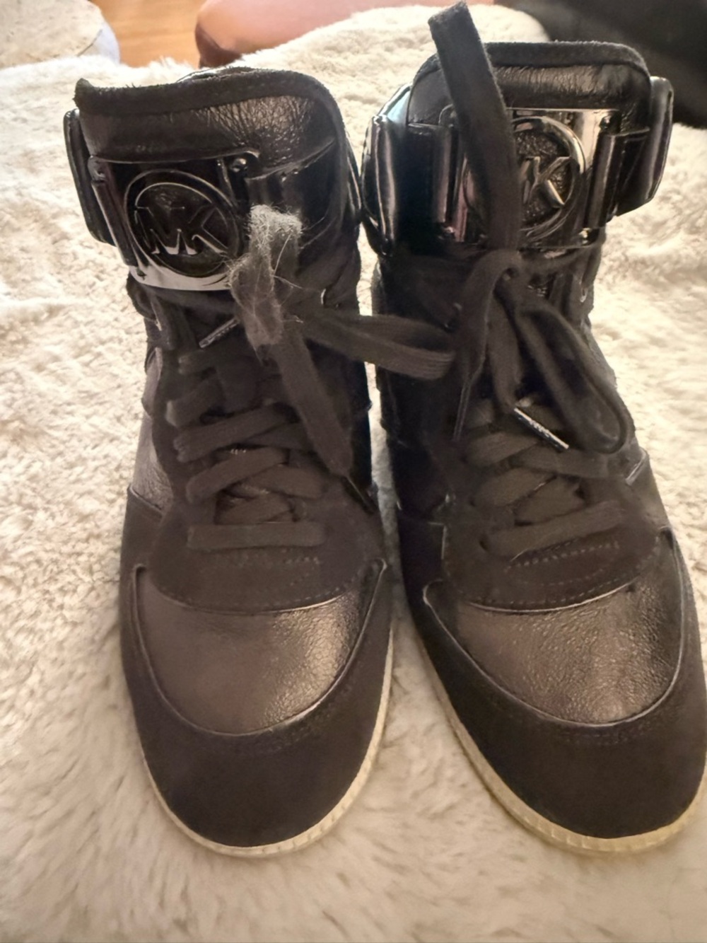 Michael Kors Bronze Ankle High-Top Logo Strap Sneakers